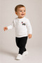 Baby Boy Tractor Embroidered Snap Collar Sweatshirt and Black Jogger 2-Piece Set – White / Orange 0-24 Months - 3