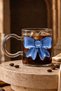 Premium Blue Bowknot Detailed 380 ml Borosilicate Glass Mug – Heat Resistant Coffee and Tea Cup - 3