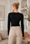 Women's Finger Detail Long Sleeve Body 100% Viscose Fabric Flexible Comfortable Fit Daily Stylish Basic Clothing Top - 3