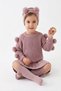 Baby Girl Pompom Detailed Seamless 4-Piece Knitwear Set - Sweater, Pleated Skirt, Headband and Socks - 4