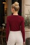 Women's Finger Detail Long Sleeve Body 100% Viscose Fabric Flexible Comfortable Fit Daily Stylish Basic Clothing Top - 2