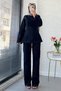 Premium Side Slit Detailed Denim Trousers Set - Dark Blue - 6