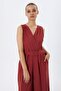 V-Neck Belted Modal Fabric Jumpsuit - 2