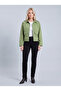 Women's Khaki Green Cotton Jacket with Snap Fasteners and Cargo Pockets