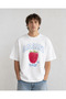 Strawberry Fun Printed Oversize T-Shirt Unisex 80% Cotton Boxy Fit Streetwear T-Shirt Thick Textured - 2