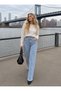 Women's High Waist Faded Effect Vintage Belted, Waist Tassel Leg Tassel with Lycra Palazzo Jean - 4