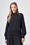 205 Zipper Detail Tricot Tunic Black