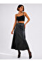 Women's Modest Faux Leather Maxi Flared Skirt - 5