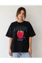 Strawberry Fun Printed Oversize T-Shirt Unisex 80% Cotton Boxy Fit Streetwear T-Shirt Thick Textured - 2