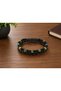 Torcello Woodland Black Leather Men's Bracelet - Green Mixed Beaded Weave - 2