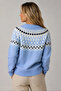 Women's Baby Blue Stylish Patterned Buttoned Crew Neck Knitwear Cardigan - 3