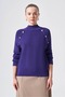 201 Button Detail Half Fisher Knit Tunic Purple