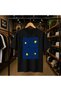 Blue Medium Yellow Printed 100% Cotton Oversize Loose Regular Fit Crew Neck T-Shirt