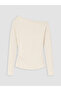Özmarka New Season Beige Boat Neck Gathered Blouse - 3