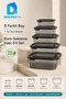 Set of 5 Square Storage Containers with Lids 250 ml 500 ml 900 ml 1.5 L 2.5 L Bpa Free - 3