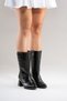 Loki Women's Black Crocodile Pull-On Below the Knee Mid-Length Boots - 5