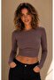 Women's Brown Boat Neck Gathered Side Blouse Be502