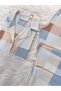 Blue Plaid Patterned Suede Shirt Collar Long Sleeve Pajama Set - 5