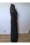 Women's long sleeve turtleneck dress with drop detail, belted waist, and slit - janjan crepe - 5
