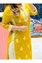 Yellow Cotton Kameez Salwar & Dupatta - PMM19249 | Yellow-Size:M-38-Inches - 3
