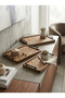 Rectangular Dark Brown Wooden Serving Tray Set with Handles on Sides Elegant & Stylish Design - 2