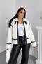 Women's Plush Jacket Short Zipper Double Pockets Belted Waist and Collar Long Sleeves Drop Shoulder Plush Coat