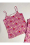 Strappy, Patterned Pajama Set - 3