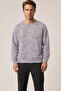 Allon Patterned Winter New Season Men's Regular Fit Sweatshirt White