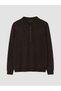Ozmarka New Season Brown Polo Collar Women's Knitwear Sweater - 5