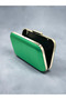 Grass Green Satin Silver Detailed Chain Strap Women's Evening Dress Bag Wedding Engagement Graduation - 4