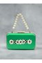 Grass Green Satin Silver Detailed Chain Strap Women's Evening Dress Bag Wedding Engagement Graduation - 3