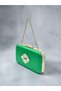 Grass Green Satin Silver Detailed Chain Strap Women's Evening Dress Bag Wedding Engagement Graduation - 2