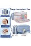 Kawaii Multi-Compartment Canvas Pencil Case Large Capacity Multi-Compartment Pencil Box with Purple and Green Options - 4