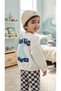 Boys' Slogan-Embellished 3-Yarn Cotton Sweatshirt with Checked Pants, Top and Bottom Set, Ages 2-8 - 5