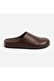 Mk410 Brown Genuine Leather Full Covered Cork Sole Unisex Orthopedic Sabo Slippers