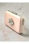 Powder Pink Satin Silver Detailed Crystal Stone Chain Strap Women's Evening Dress Bag Wedding Engagement Graduation - 2