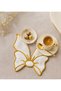 Set of 6 Butterfly Embroidered Fabric Presentation Napkins – Brown Decorative Napkin Set - 2