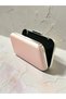 Powder Pink Satin Silver Detailed Crystal Stone Chain Strap Women's Evening Dress Bag Wedding Engagement Graduation - 4