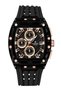 Silicone Cord Black Rose Square Functions Active Sports Stylish Wristwatch with Box and Bag - 3