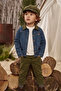 Baby Boy Velvet Collared Denim Jacket, White Top and Khaki Pants 3-Piece Set 9-24 Months - 3