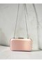 Powder Pink Satin Silver Detailed Crystal Stone Chain Strap Women's Evening Dress Bag Wedding Engagement Graduation - 5