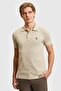 Mens Slim Fit Beige Basic Polo T-Shirt