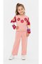 Girl's Floral Detailed Knitted Sleeve 2-Piece Set – Sweatshirt & Pants 4-11 Years