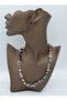 Natural Stone Lock Necklace - Multi-Colored -