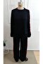 Women's Long Sleeve Crew Neck Stripe Detailed Viscose Two-Thread Blouse and Trousers Two-Piece Set - 5