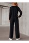 Women's Long Sleeve Crew Neck Stripe Detailed Viscose Two-Thread Blouse and Trousers Two-Piece Set - 3