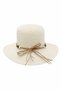 Women's Summer Straw Beach Hat with Bead and Lace Detail Wide Brim Cream