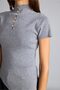 Fitted Short Sleeve Button Detailed Asymmetrical Half Turtleneck Basic Sweater I5005Ax26Au - 4
