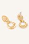 Oval Stone Detailed Dangle Women's Earrings I6594Axns - 3