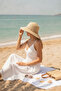 Women's Straw Weave Detailed Wide Brim Summer Beach and Sun Hat - 2